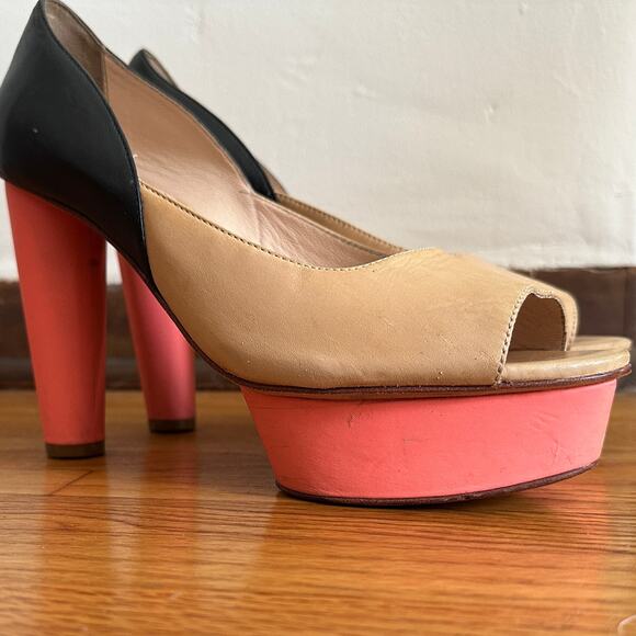 LOEFFLER RANDALL | Darcy Round Heel Peep Toe Platform Pumps | Size 9 - Picture 2 of 6